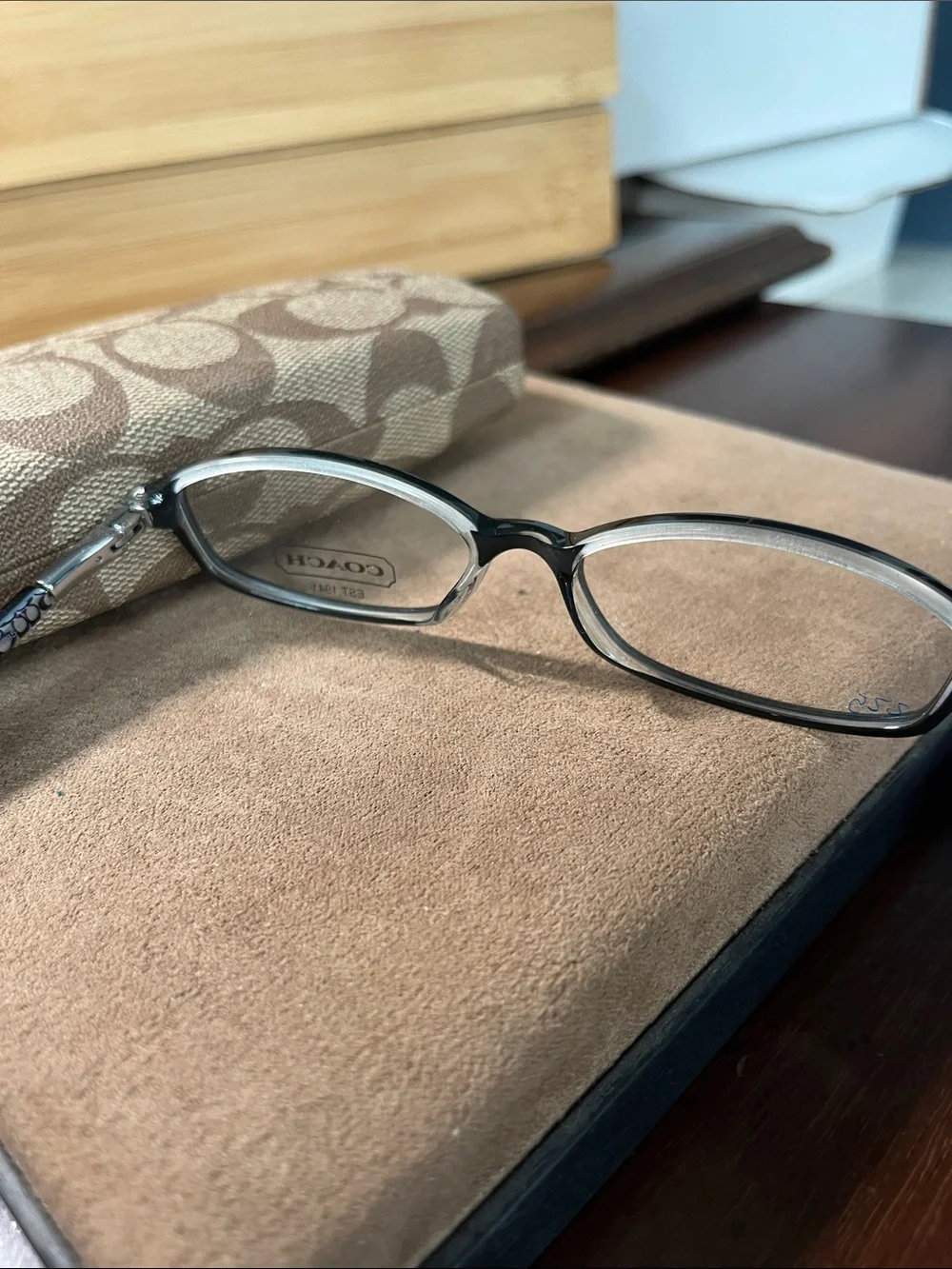 Coach Terra 581 Black Eyeglasses with Signature Pattern Temples